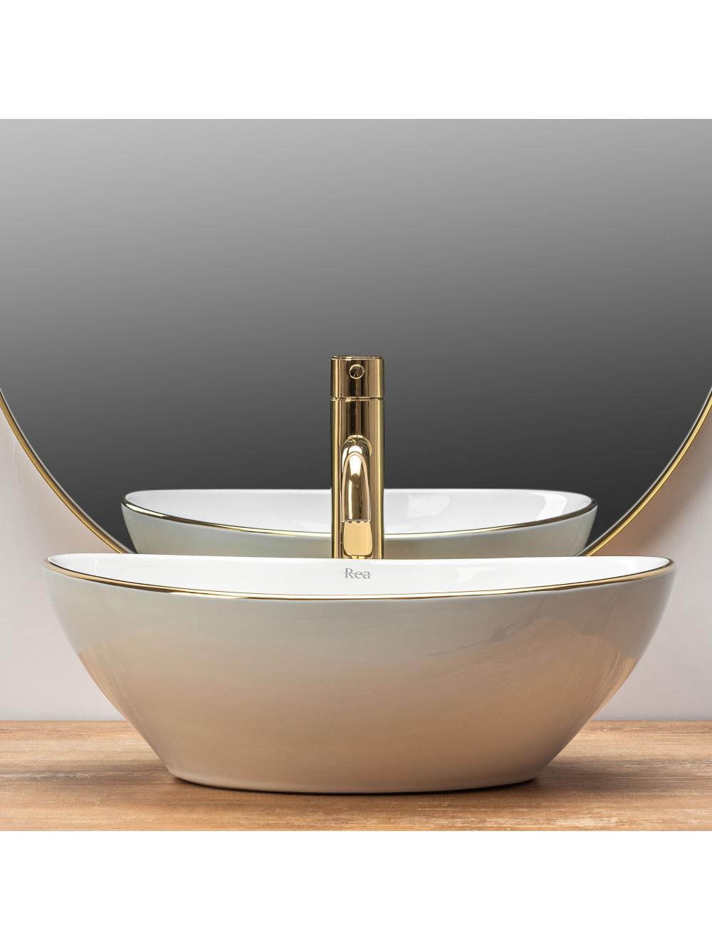 Umywalka nablatowa Rea Sofia Gold Edge