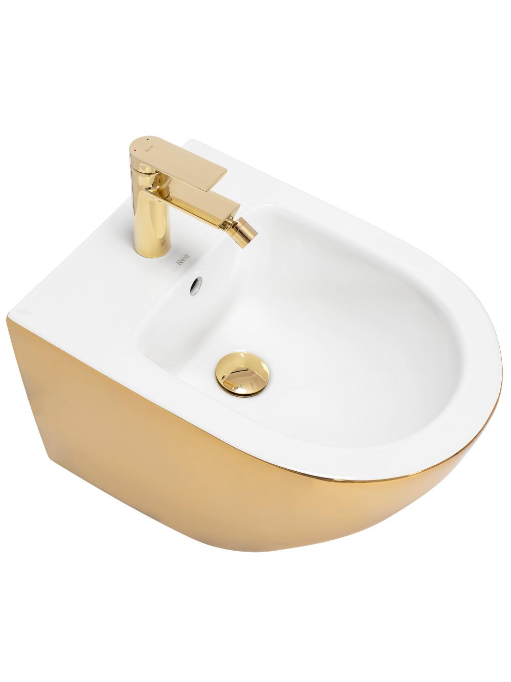 Bidet podwieszany Rea Carlo Mini Gold White