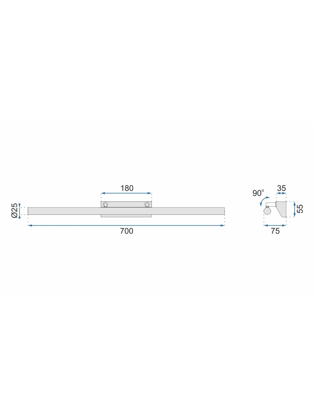 LAMPA KINKIET ŁAZIENKOWY LED NAD LUSTRO 9W 70CM APP363-1W