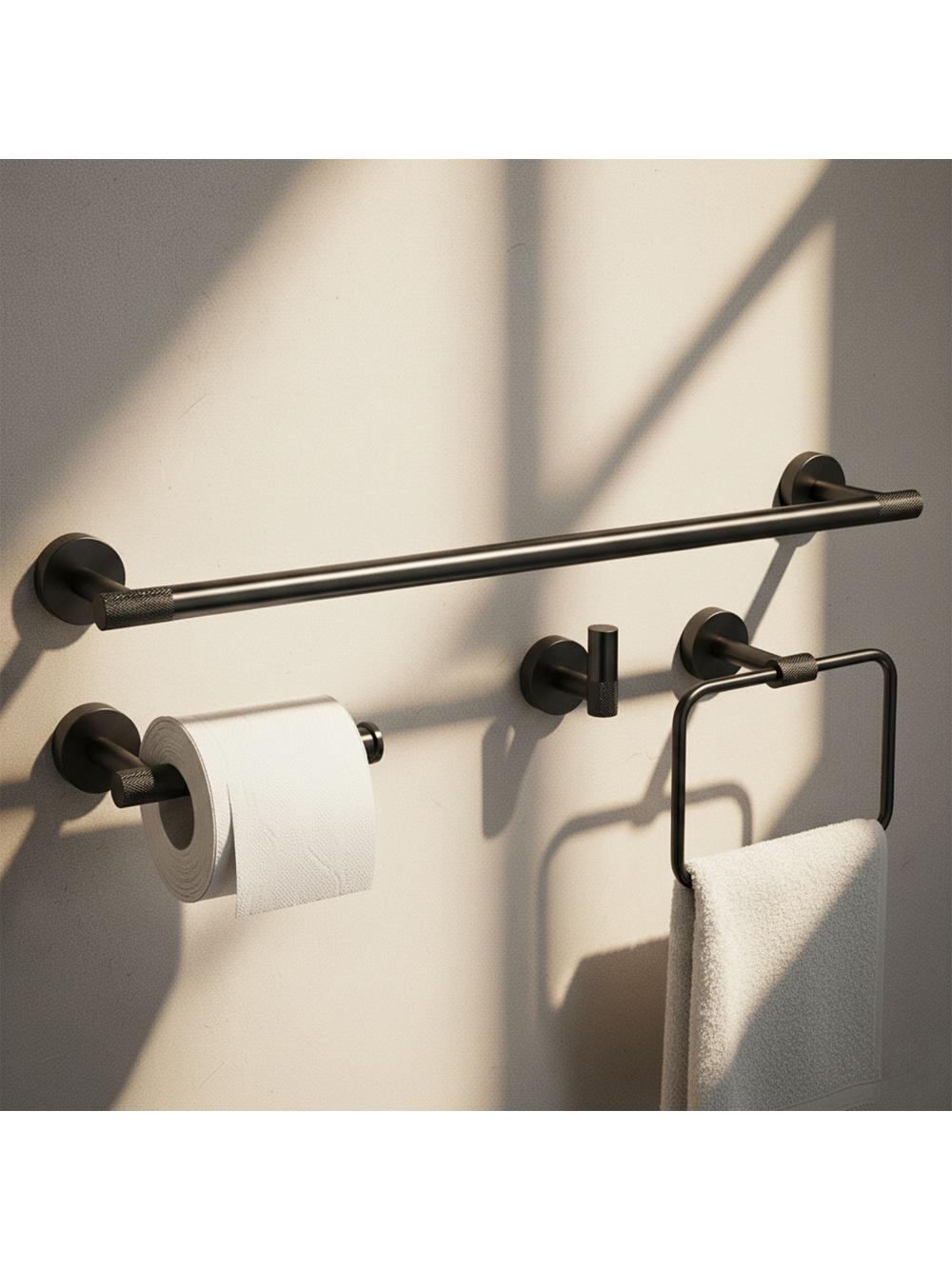 Bathroom Accessories Set GRID Black 4 Pieces