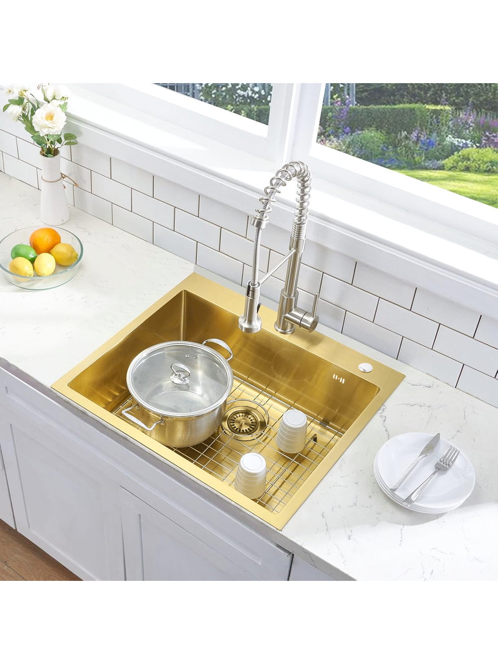 Stainless steel sink Liam BRUSH GOLD