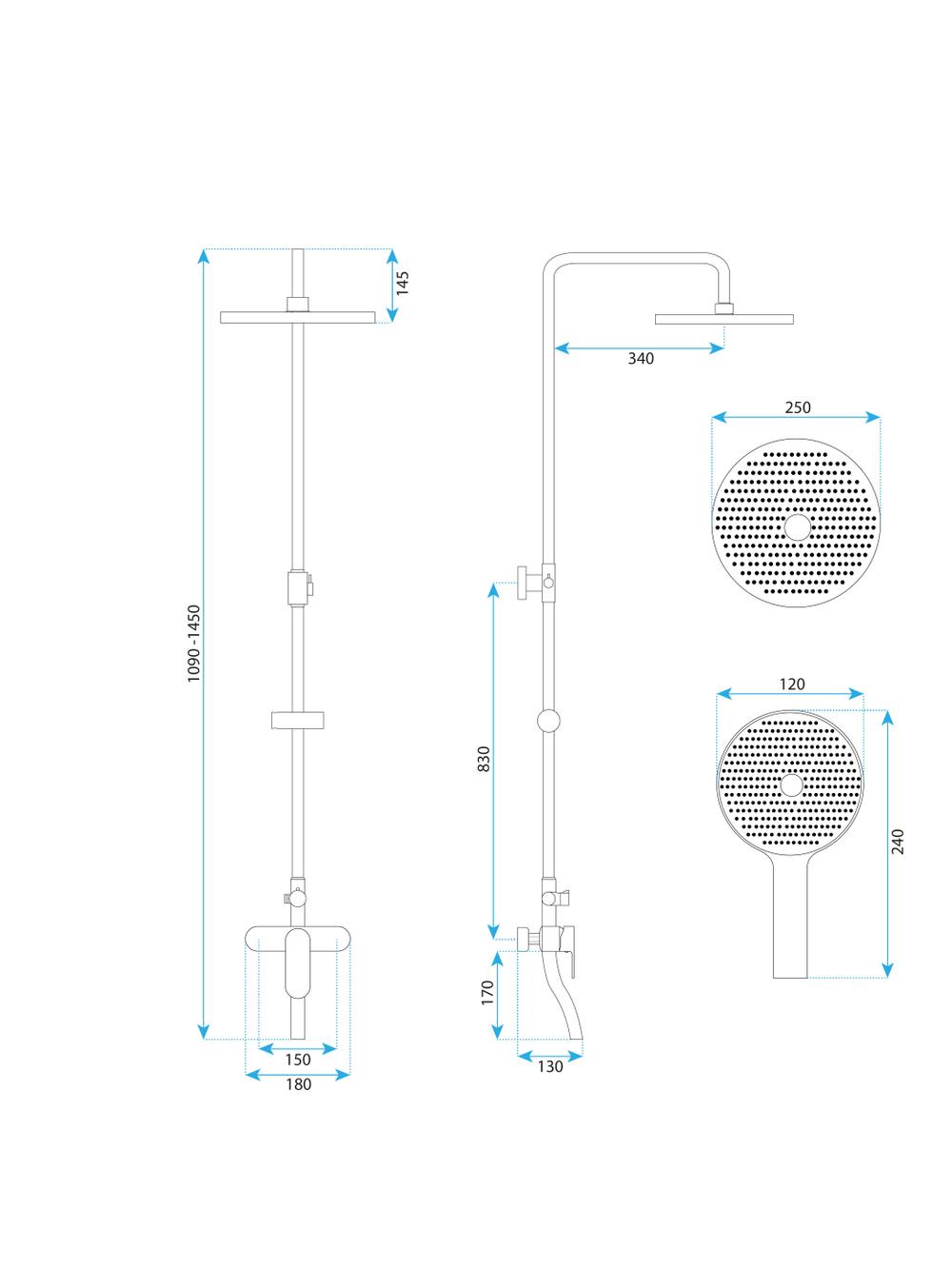 Shower set REA DROP Brush Gold