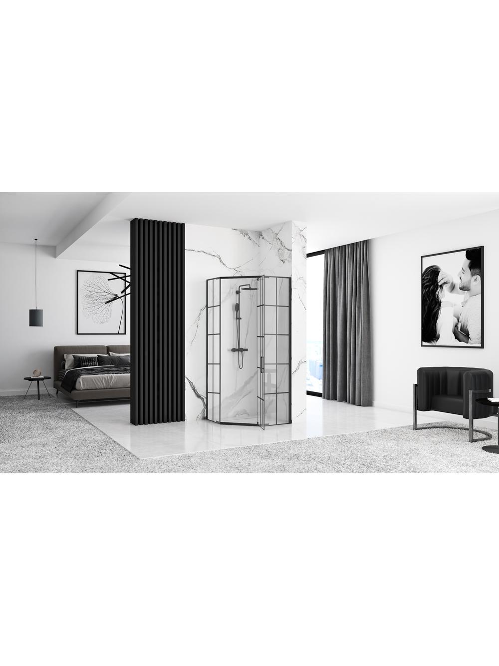 Kabina Rea HEX Black 80x80 Prysznicowa