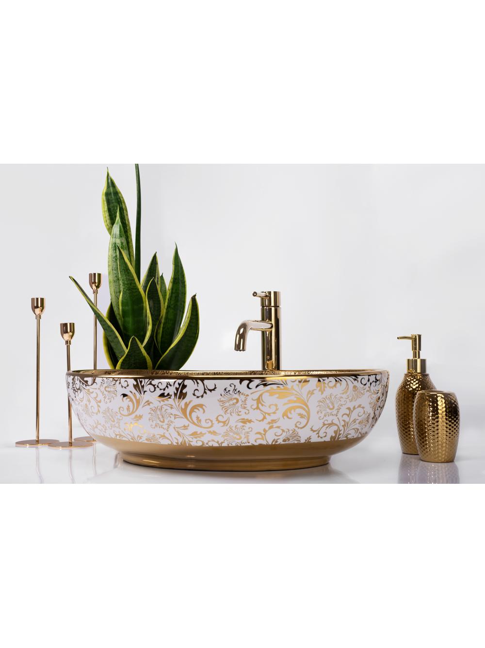 Umywalka Nablatowa Rea Margot White/Gold