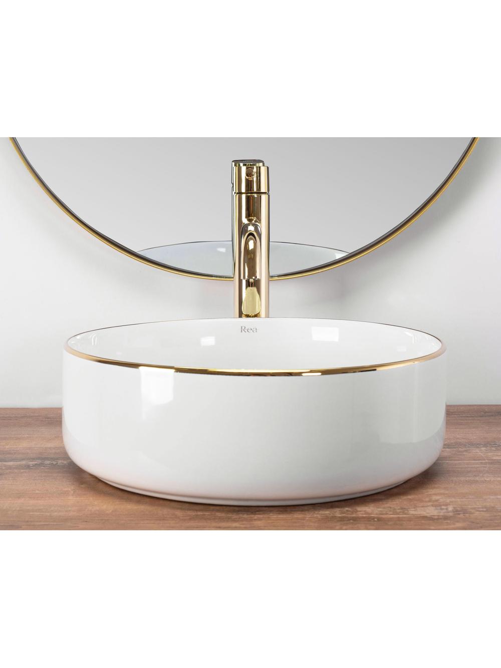 Umywalka nablatowa Rea Sami Gold Edge