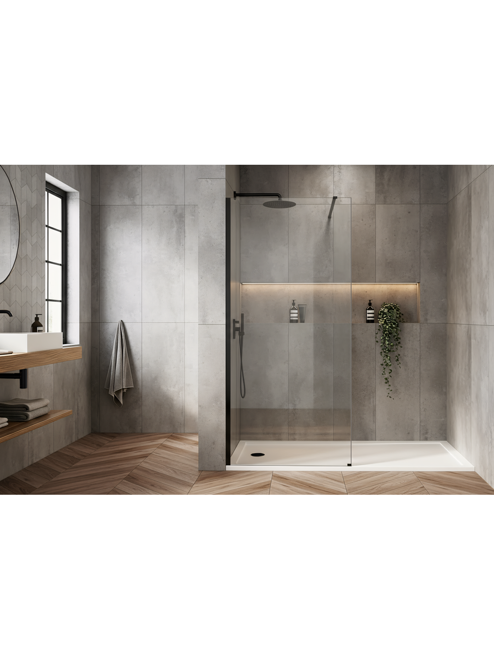 Ścianka prysznicowa Rea Flexi Transparent / Black 80