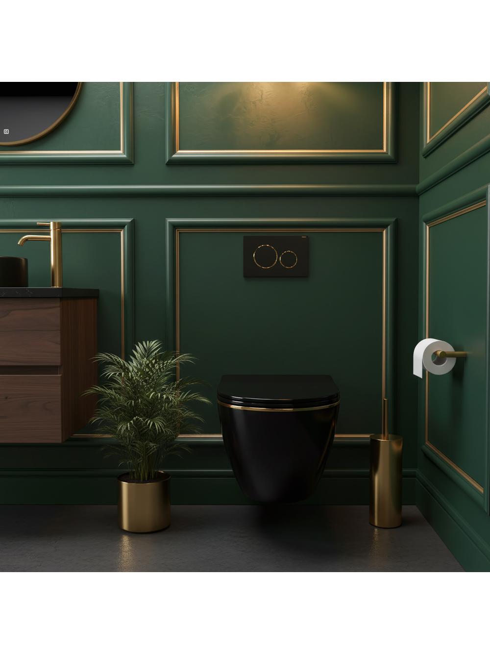 WC Schüssel Randlos Rea Carlo Mini Tornado Black Gold Egde