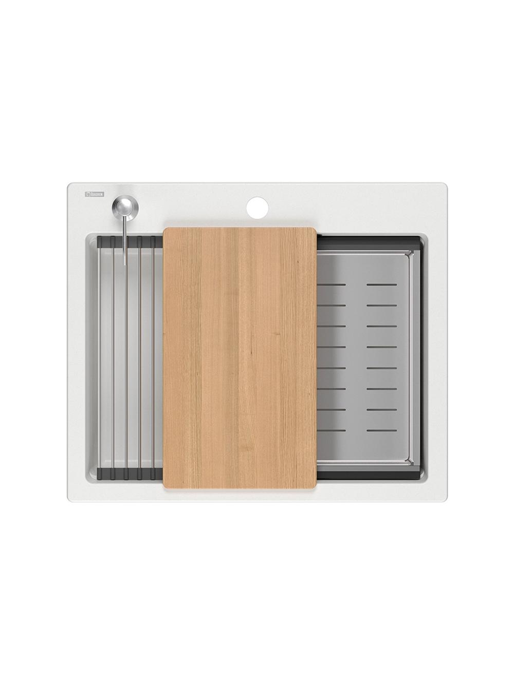 Zlewozmywak granitowy KURT 110 WORKSTATION Biały