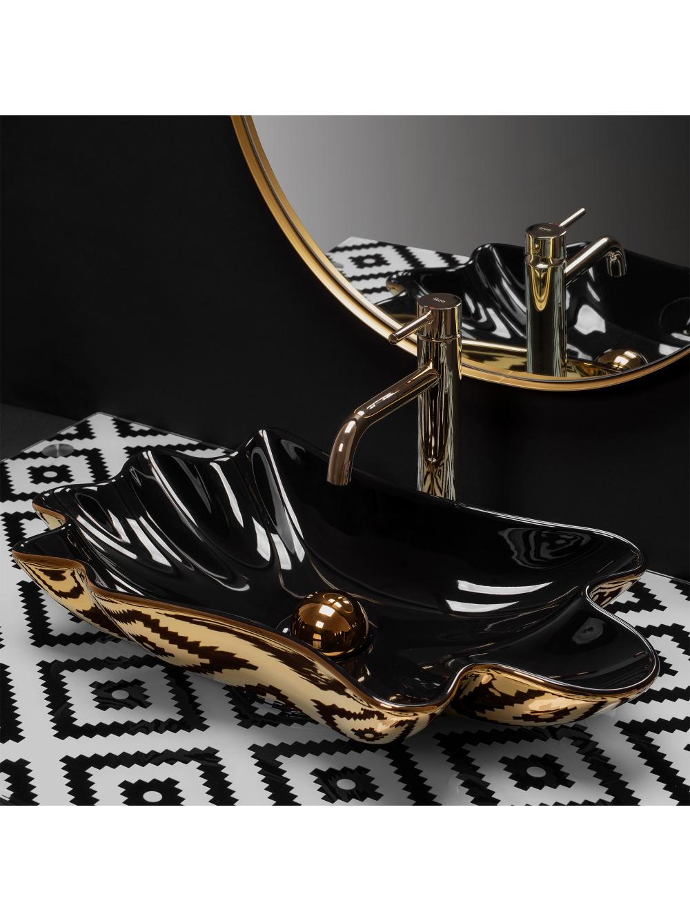 Umywalka REA Sea Infinity Gold/Black + Korek