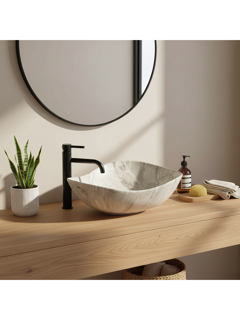 Countertop washbasin Rea Dora Stone