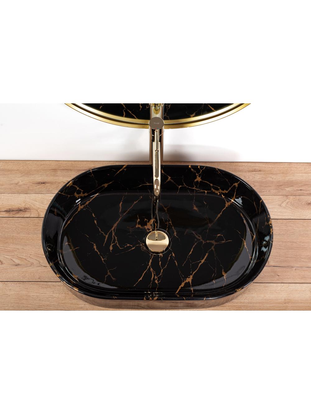 Umywalka nablatowa REA Nadia Czarna Marble Shiny