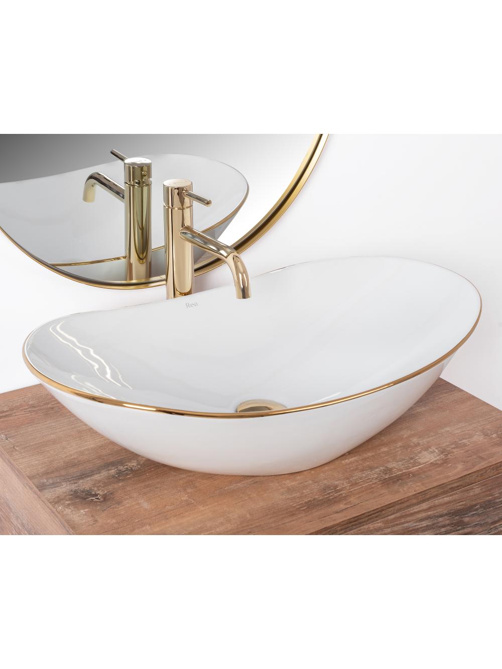 Umywalka nablatowa Rea Royal Gold Edge