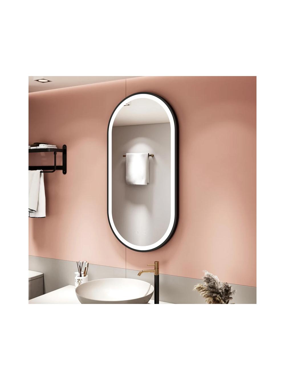 LUSTRO ŚCIENNE LED OVL 50x100cm Czarne