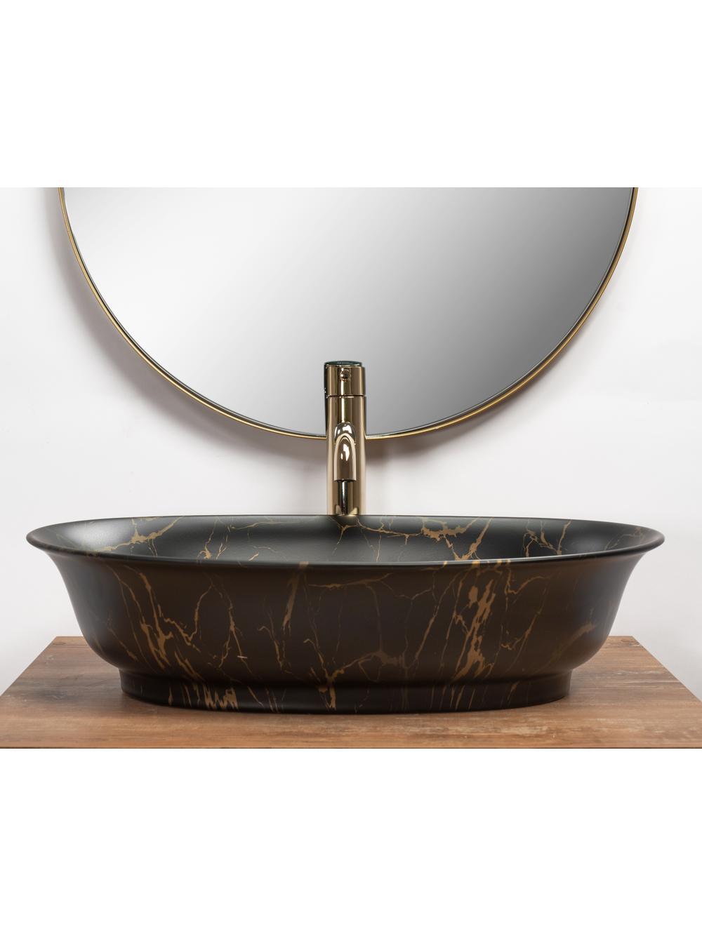 Umywalka nablatowa Rea Roma Black Marble Matt
