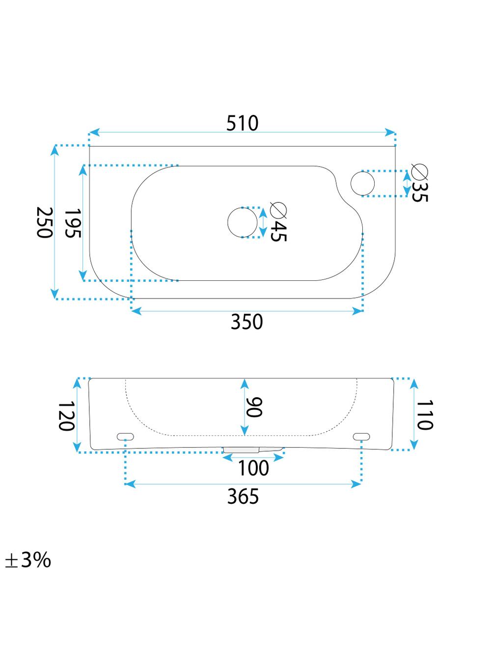 Countertop / wall-mounted washbasin REA Odetta