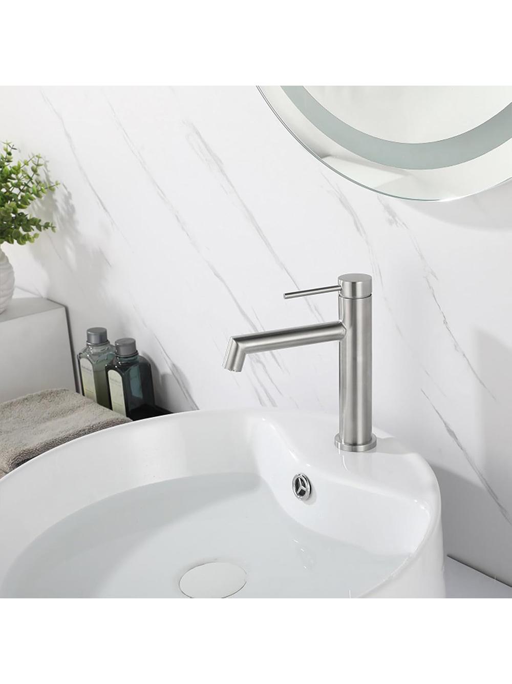 Bateria Umywalkowa Rea Foss nikiel szczotkowany Inox niska