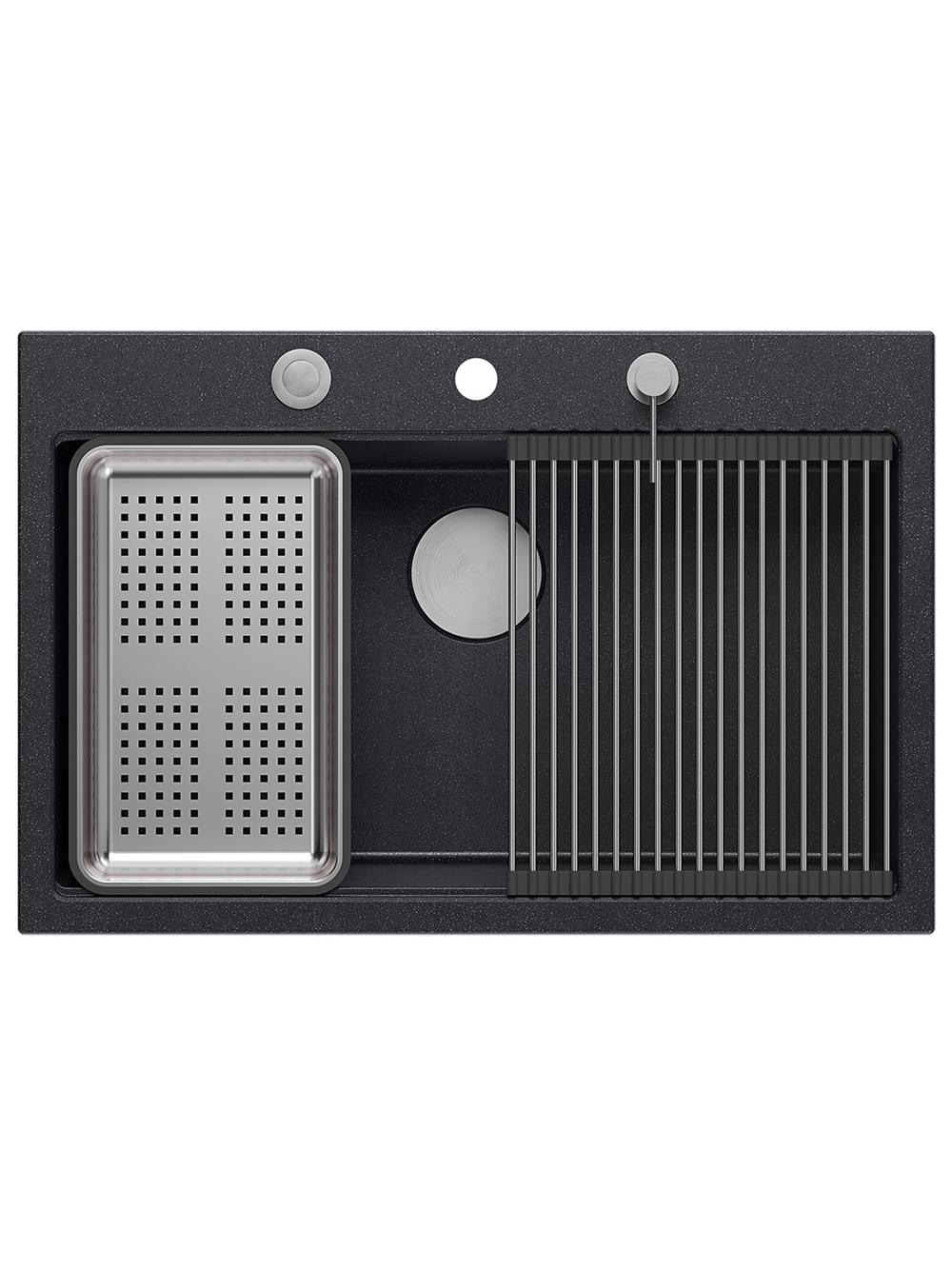 Zlewozmywak granitowy MARC 110 WORKSTATION Czarny Metalik