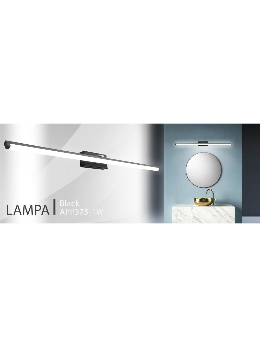 LAMPA KINKIET ŁAZIENKOWY LED NAD LUSTRO 20W 100CM APP375-1W CZARNA