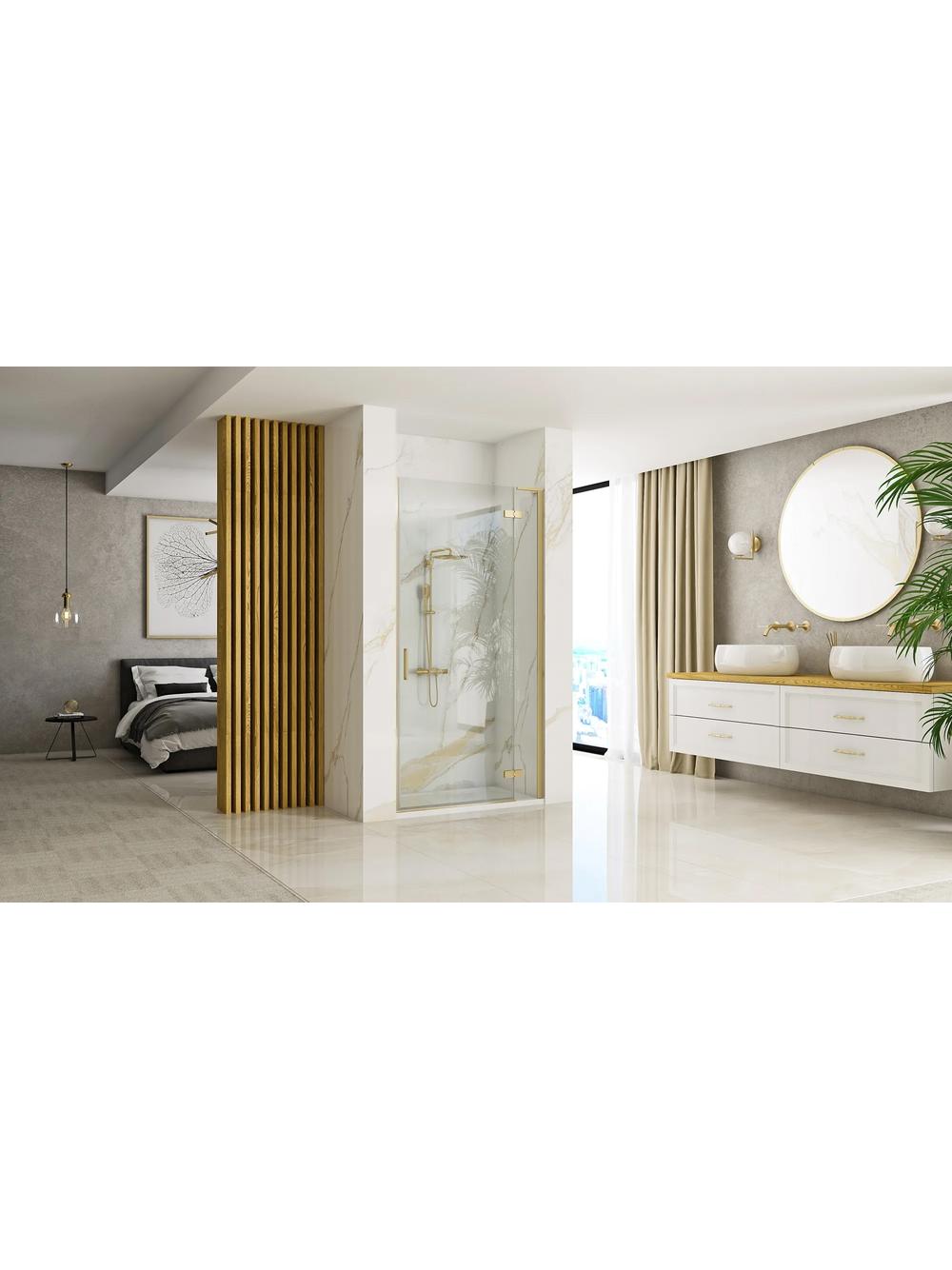 Porte de douche Rea Hugo 80 Gold Brush + profilé