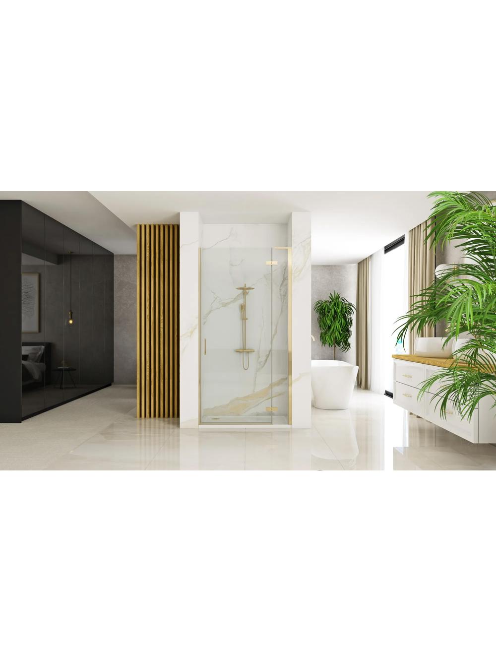 Porte de douche Rea Hugo 80 Gold Brush + profilé