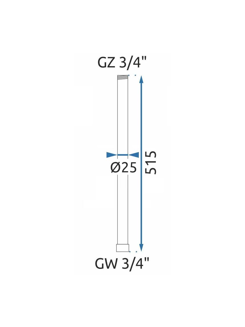 Przedłużka do zestawu wannowo-prysznicowego ZŁOTY SZCZOTKOWANY 50cm