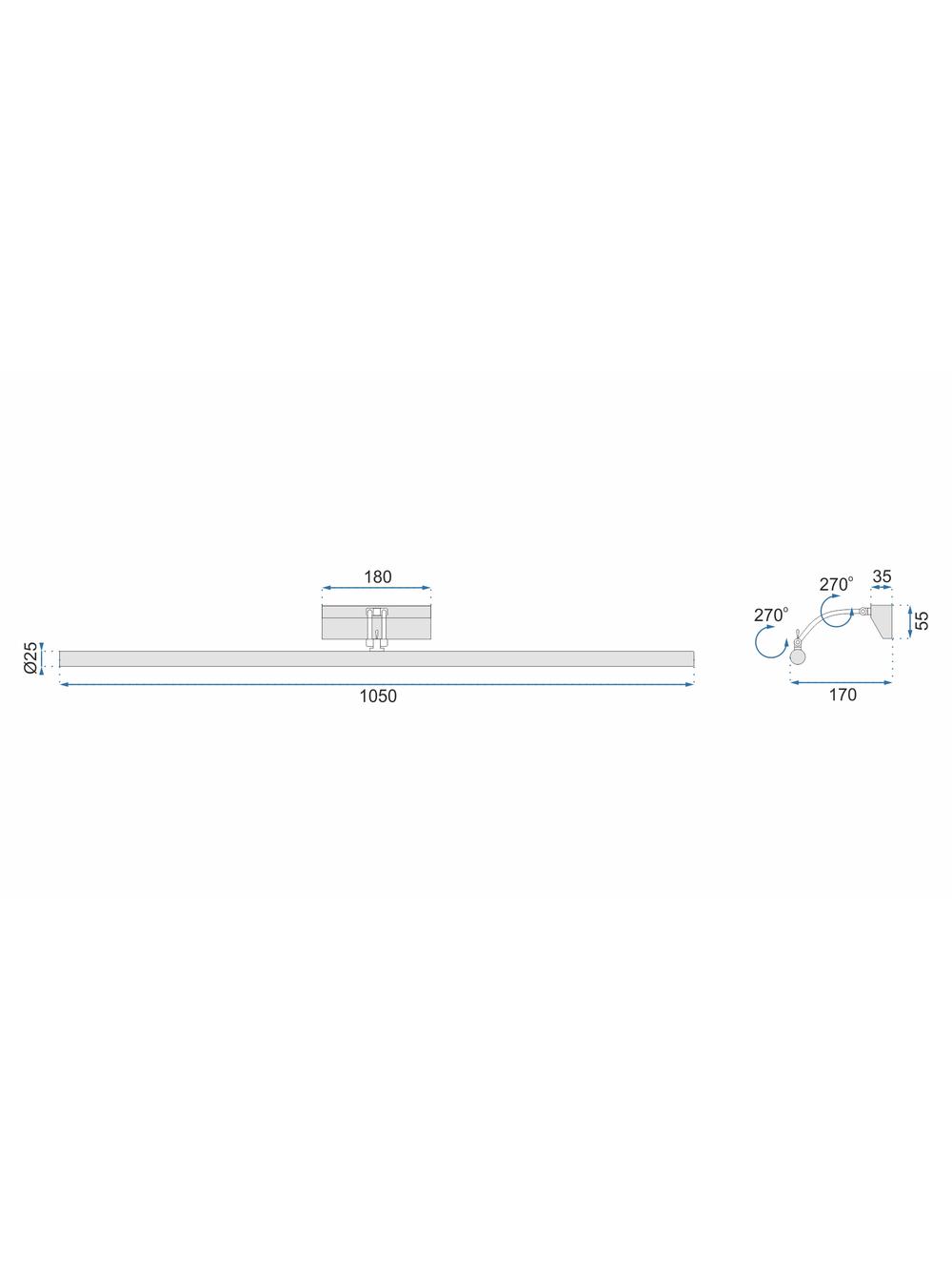 LAMPA KINKIET ŁAZIENKOWY LED NAD LUSTRO 15W 106CM APP367-1W CHROM