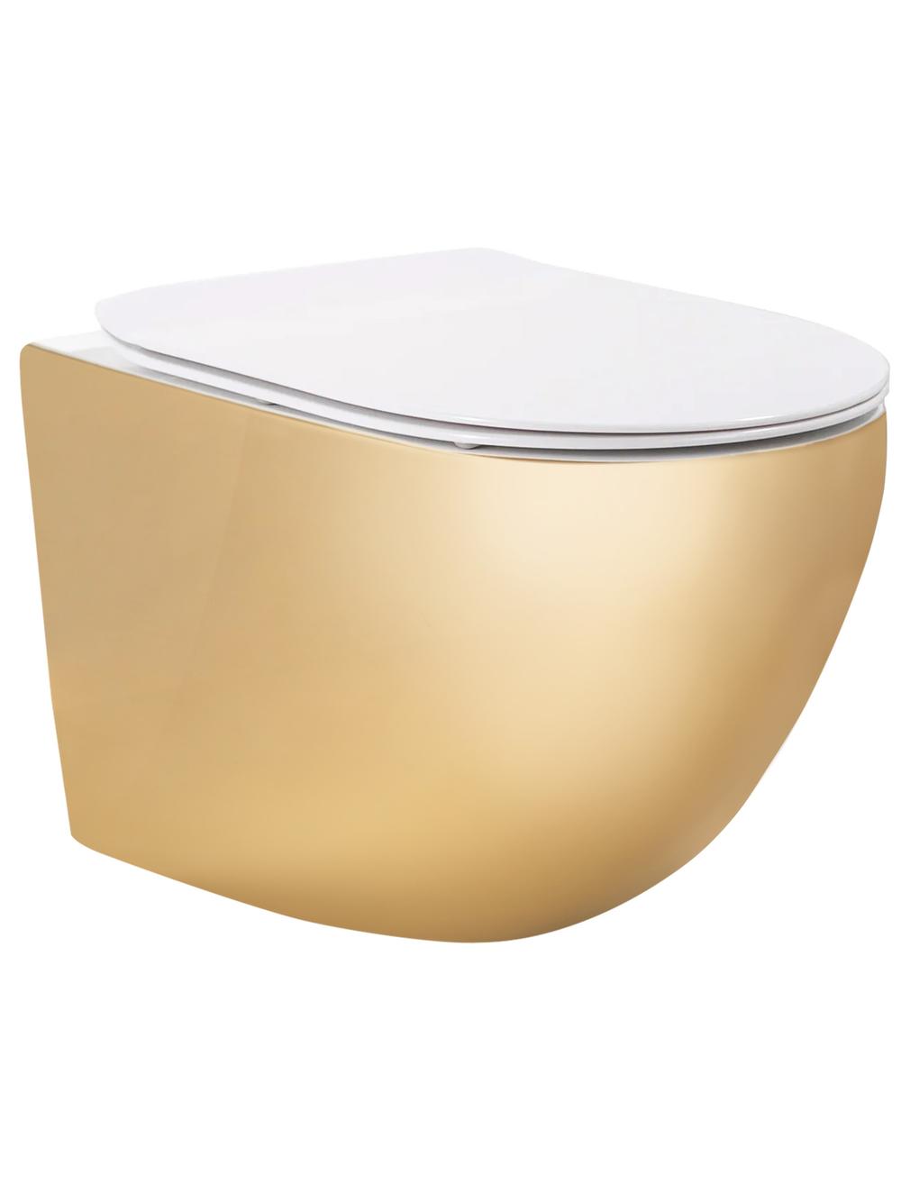 Zestaw Misa WC Carlo Mini Flat + Bidet Carlo Mini złoto biała