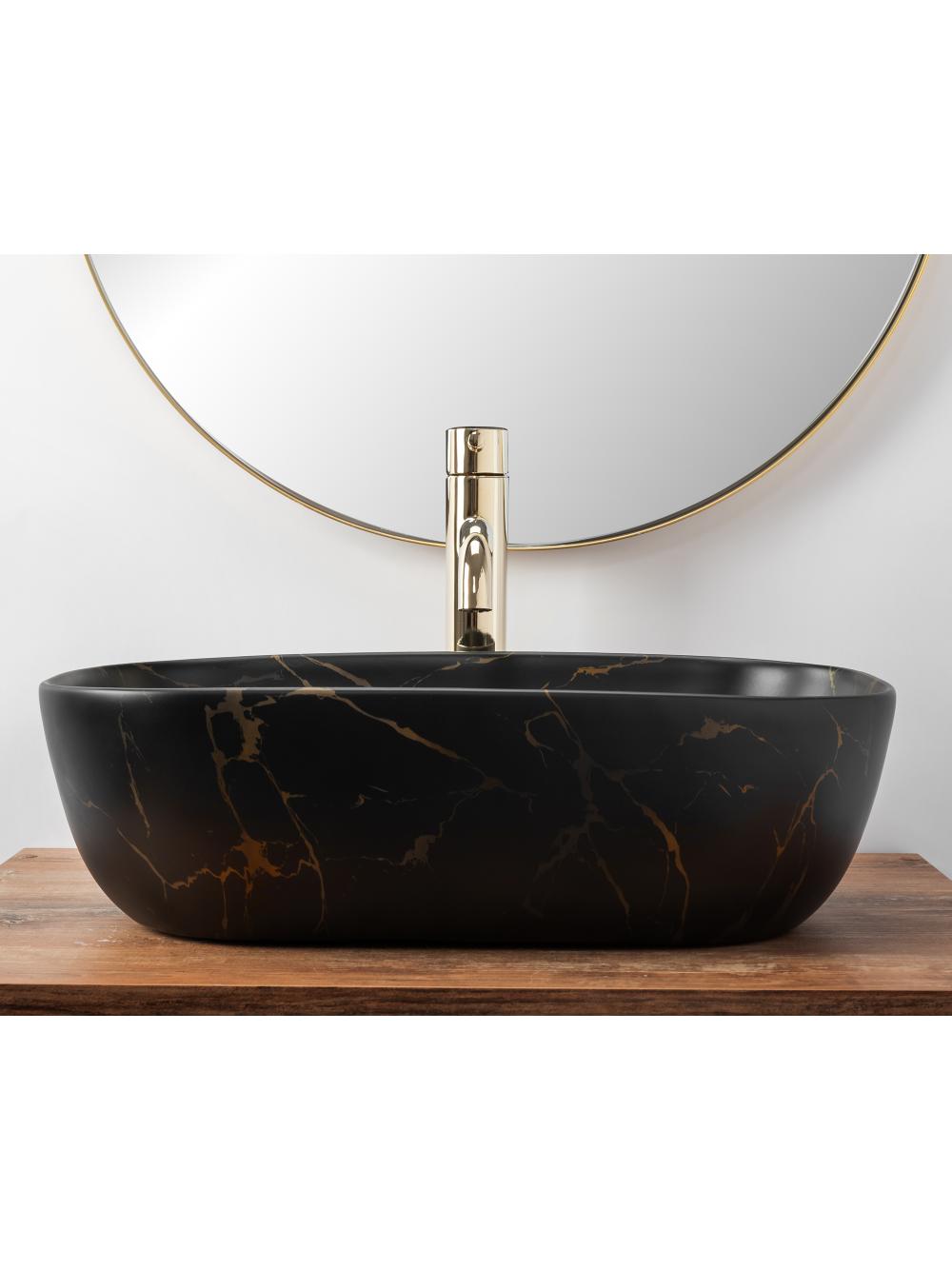 Umywalka nablatowa Rea Belinda Black Marble Mat