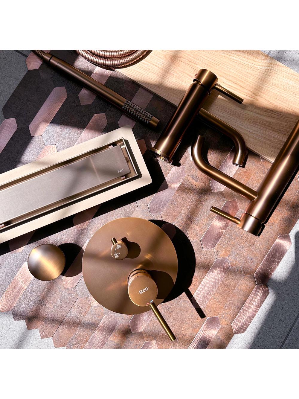 REA Neox pro Linear Drain Brushed l. Copper 90