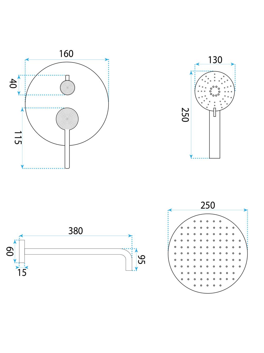 Shower system Rea Foster Brush Gold + BOX