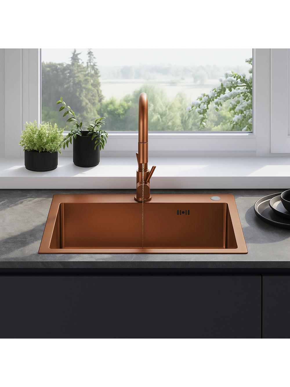 Stainless steel sink Liam BRUSH COPPER
