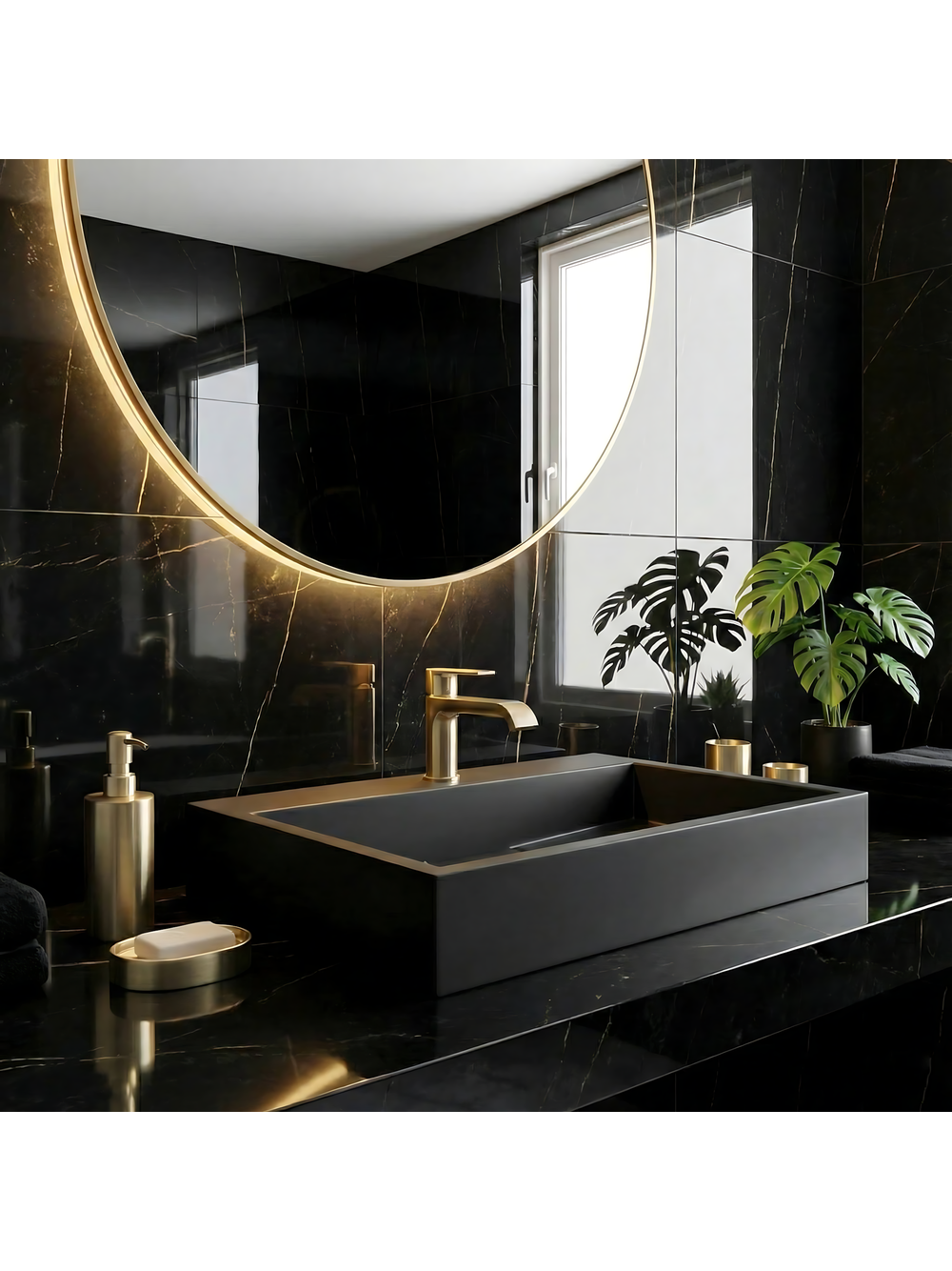 CONGLOMERATE WASHBASIN GOYA BLACK MAT 60CM