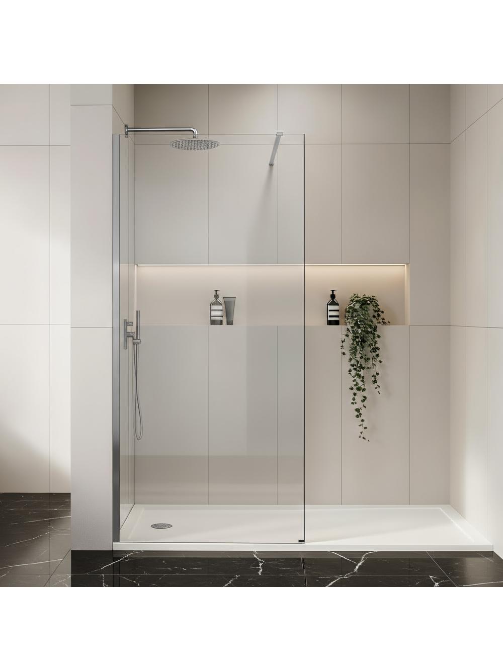 Shower screen Rea Flexi Transparent / Chrome 80