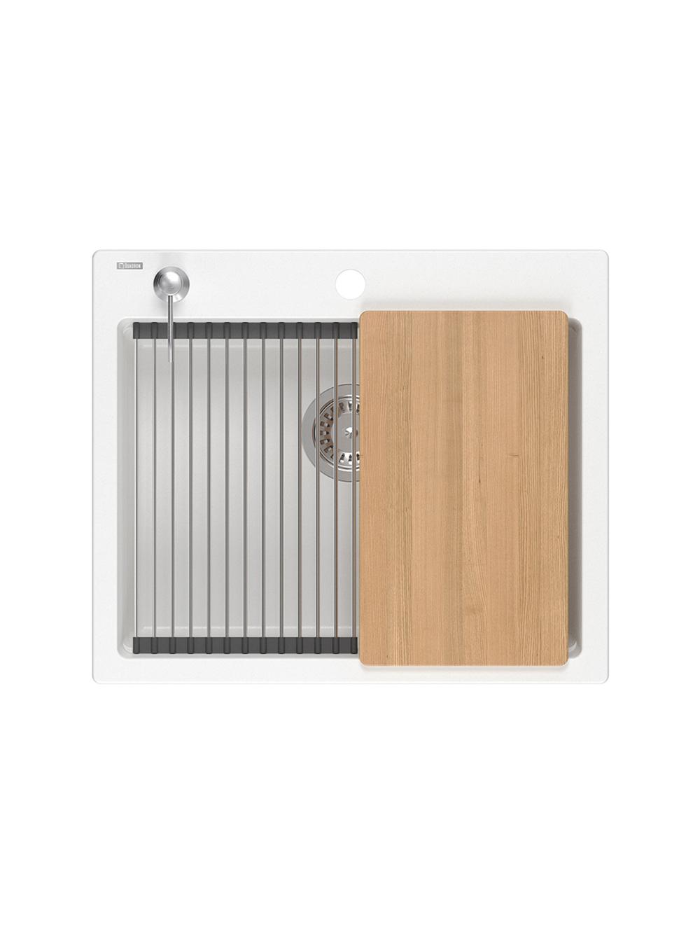 Zlewozmywak granitowy KURT 110 WORKSTATION Biały