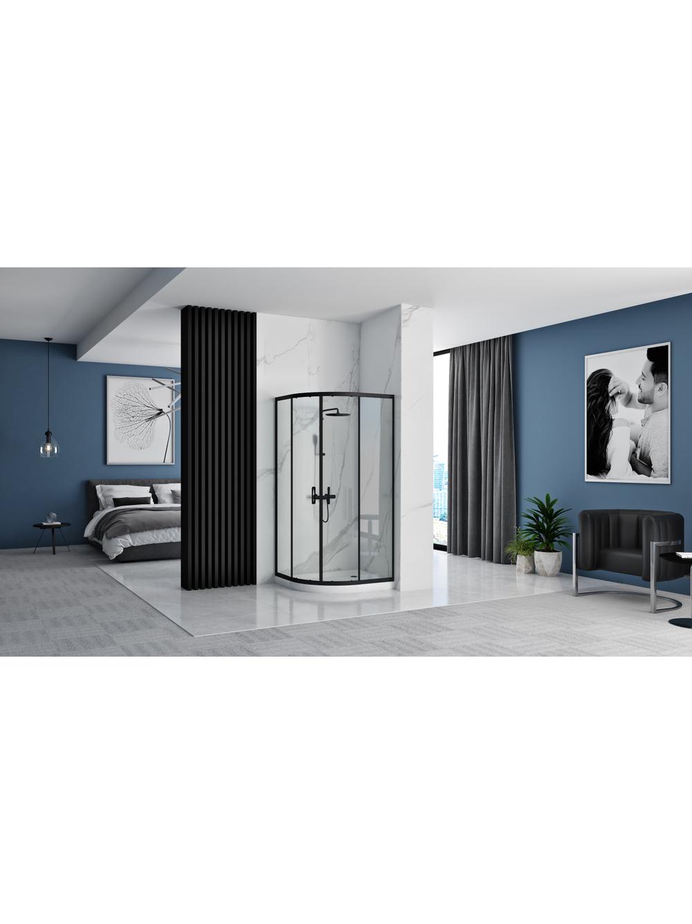 Kabina Prysznicowa REA Look Czarna Black 80x80