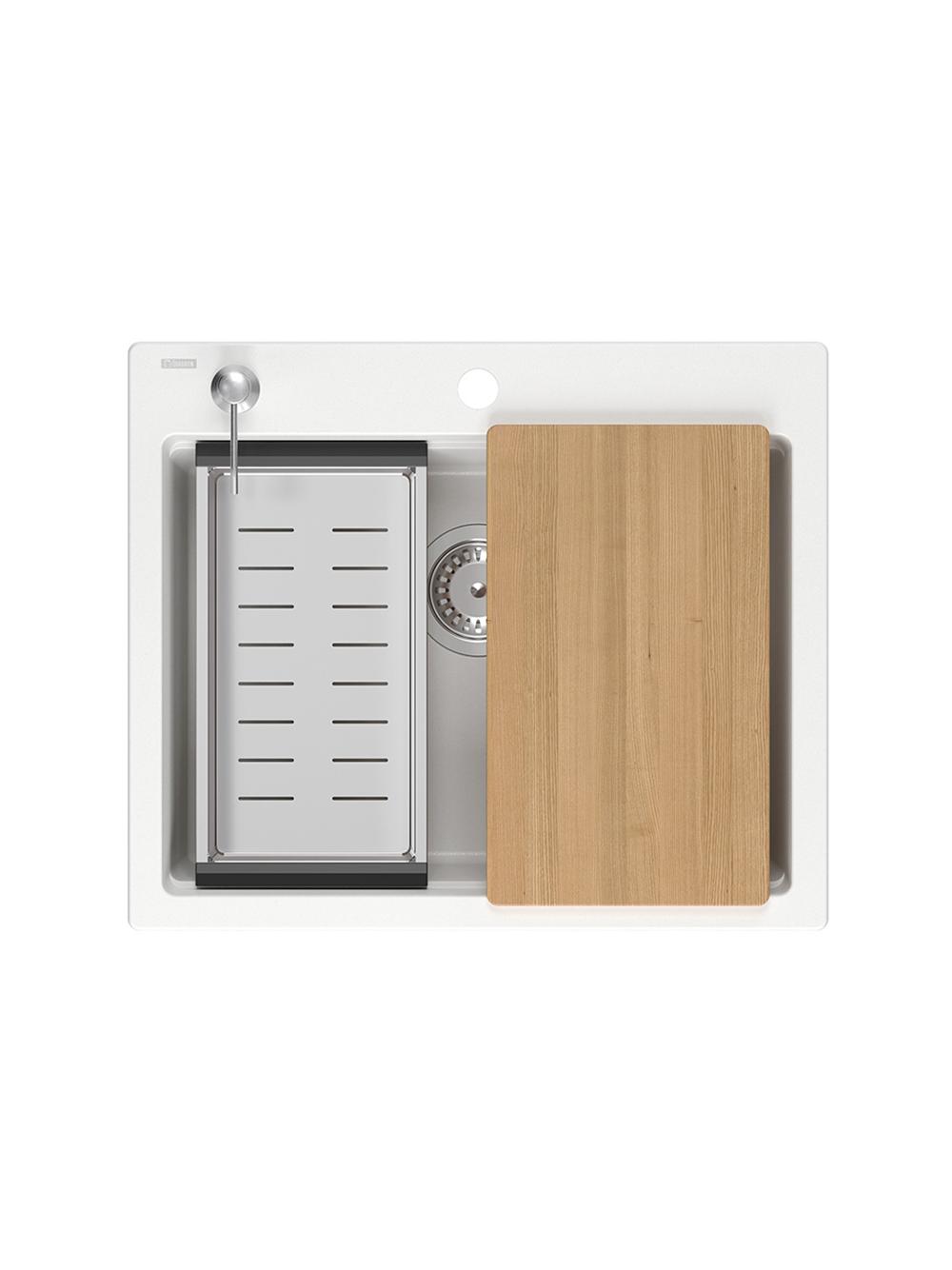 Zlewozmywak granitowy KURT 110 WORKSTATION Biały