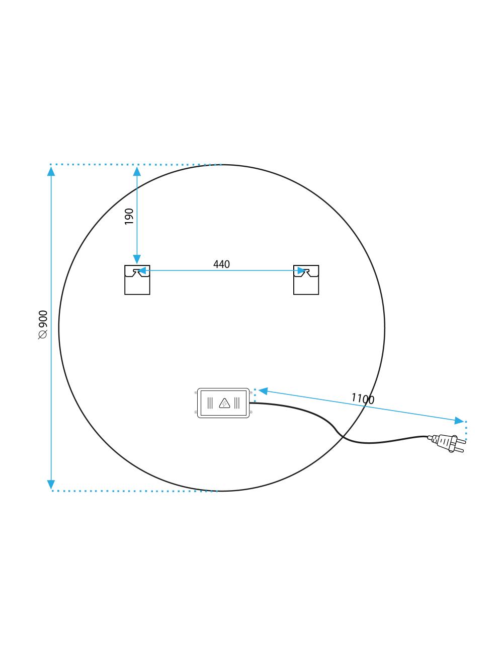 LED Tükör 90cm MMJ Black