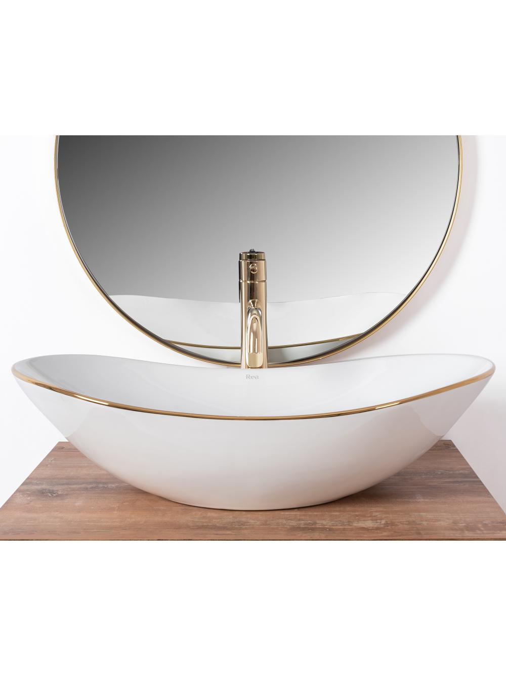 Umywalka nablatowa Rea Royal Gold Edge