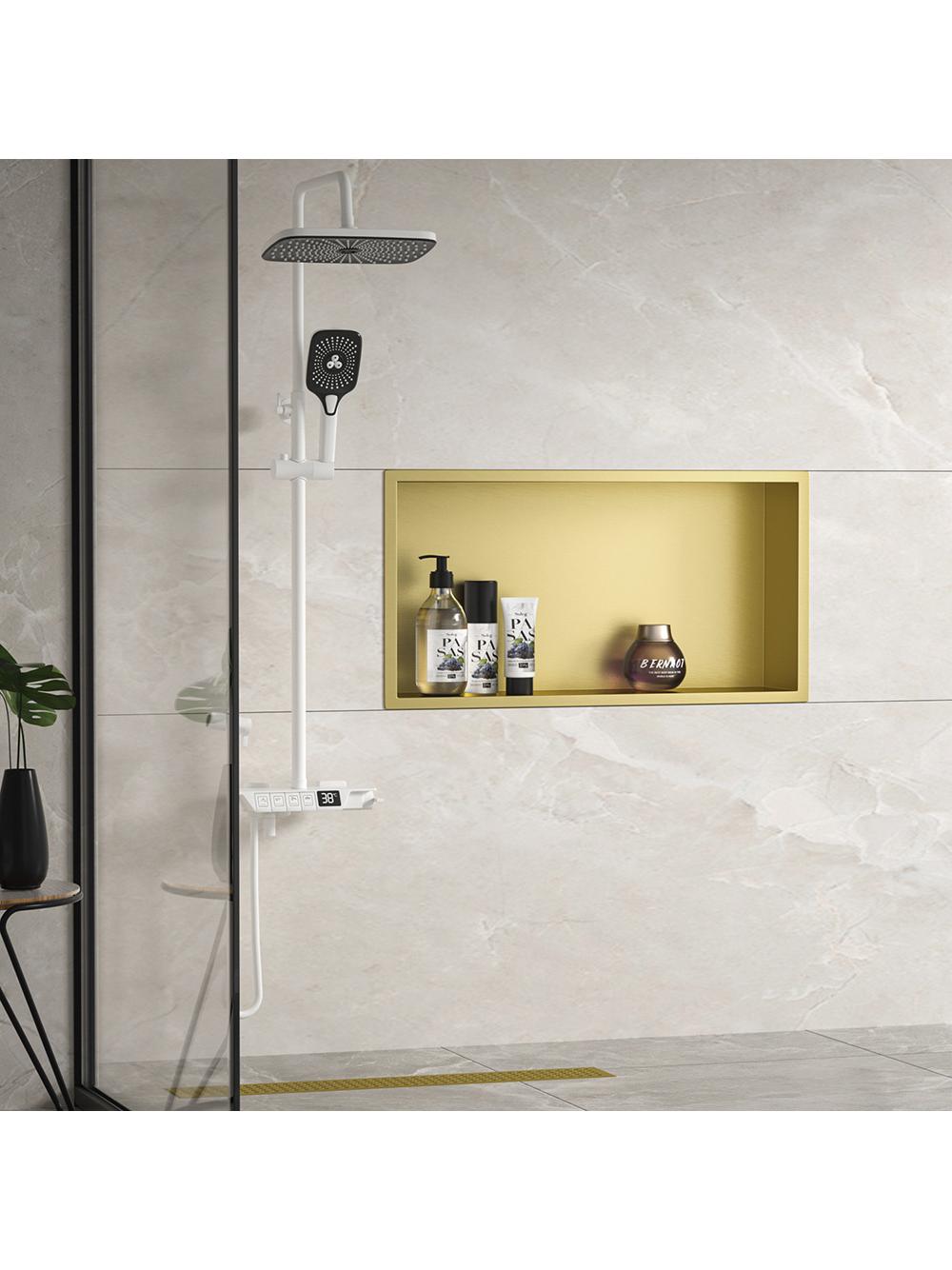bathroom shelf 30x60 gold brush