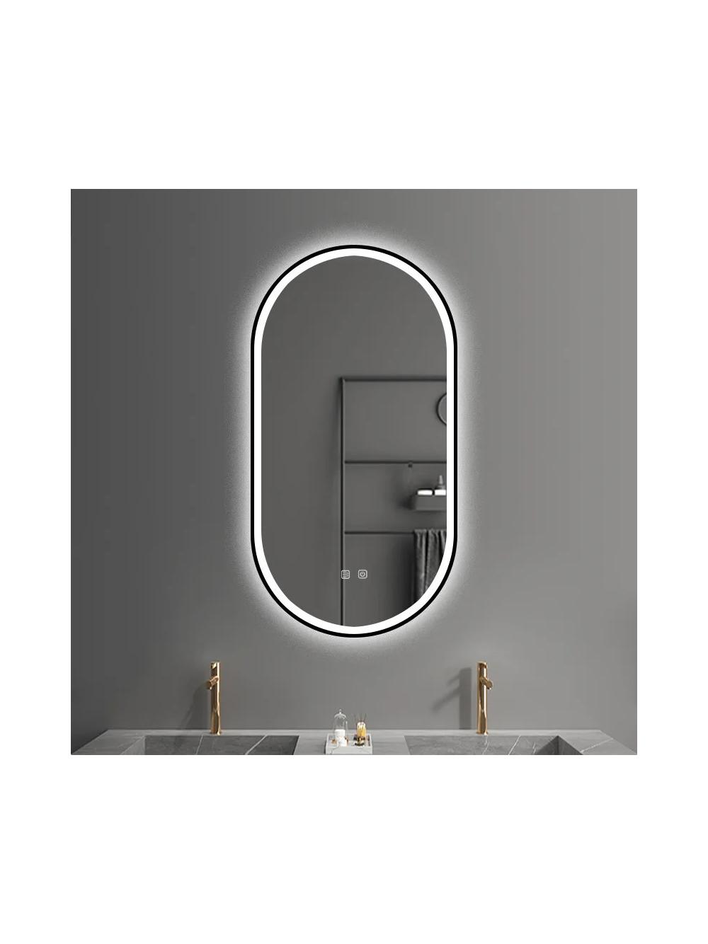 LUSTRO ŚCIENNE LED OVL 50x100cm Czarne