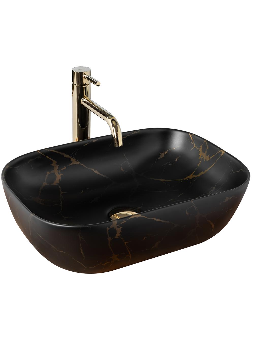 Umywalka nablatowa Rea Belinda Black Marble Mat