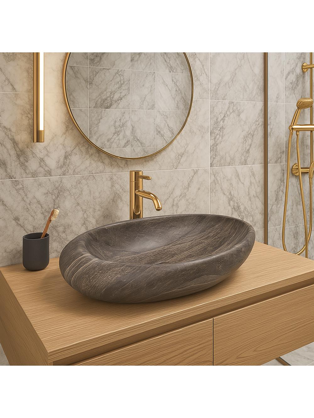 Πάγκος νιπτήρας Rea Roxy A Stone D.Grey 49 x 31 x 13.5 cm