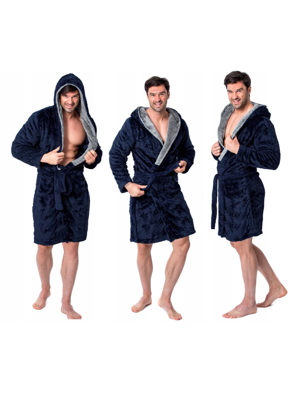 Szlafrok męski Jordan Navy  Grey M