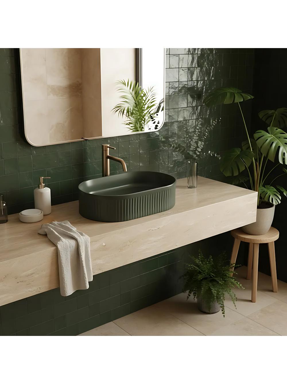 Umywalka nablatowa Rea Vanda Olive Matt