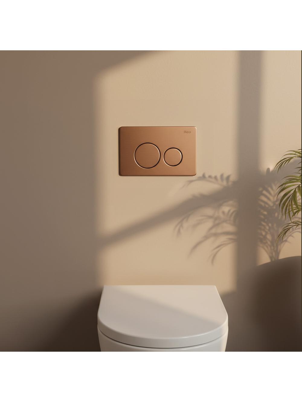 Cadru WC încastrat Rea cu buton I Brush Copper