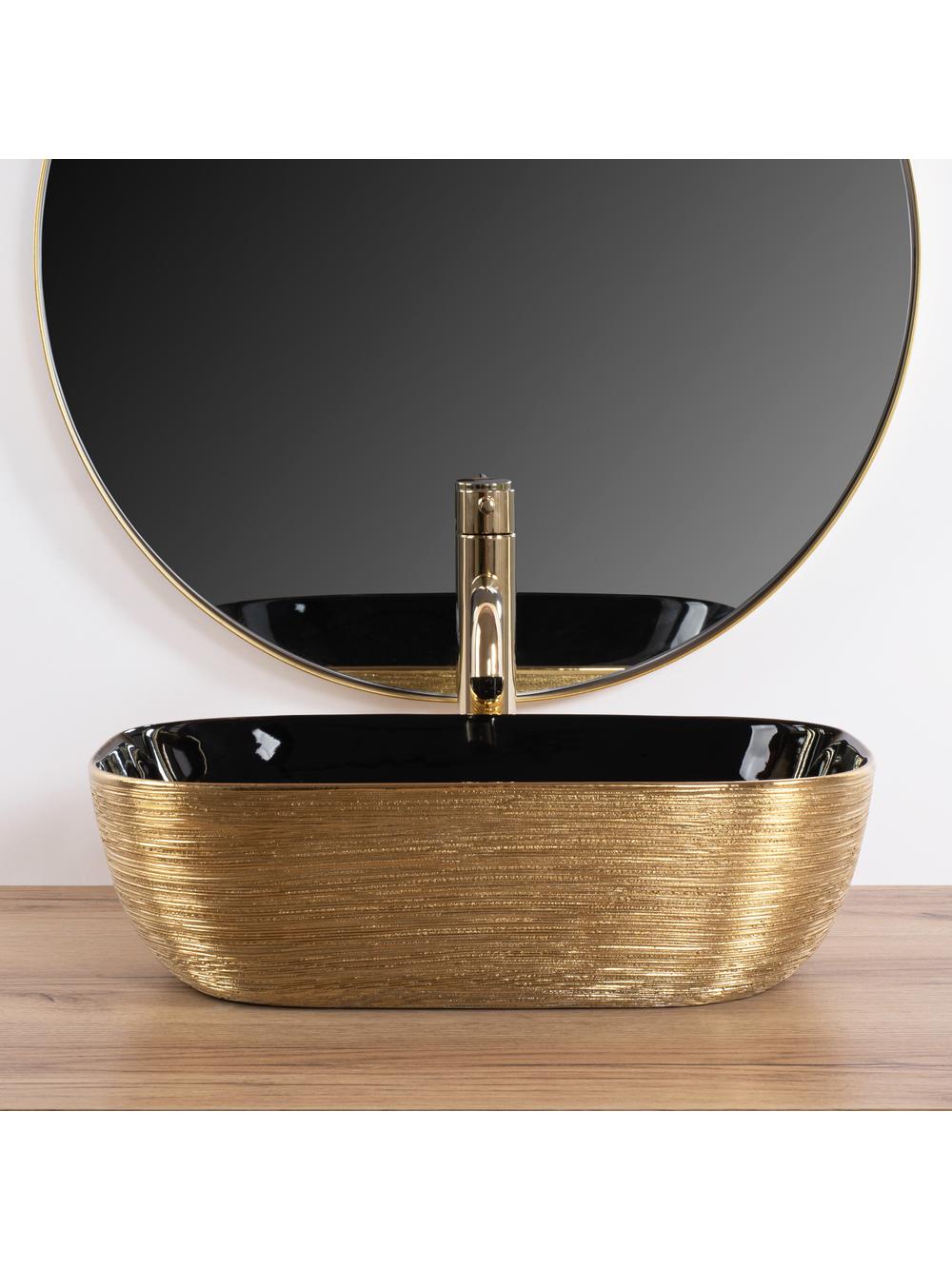 Umywalka nablatowa Rea Belinda BLACK BRUSH GOLD