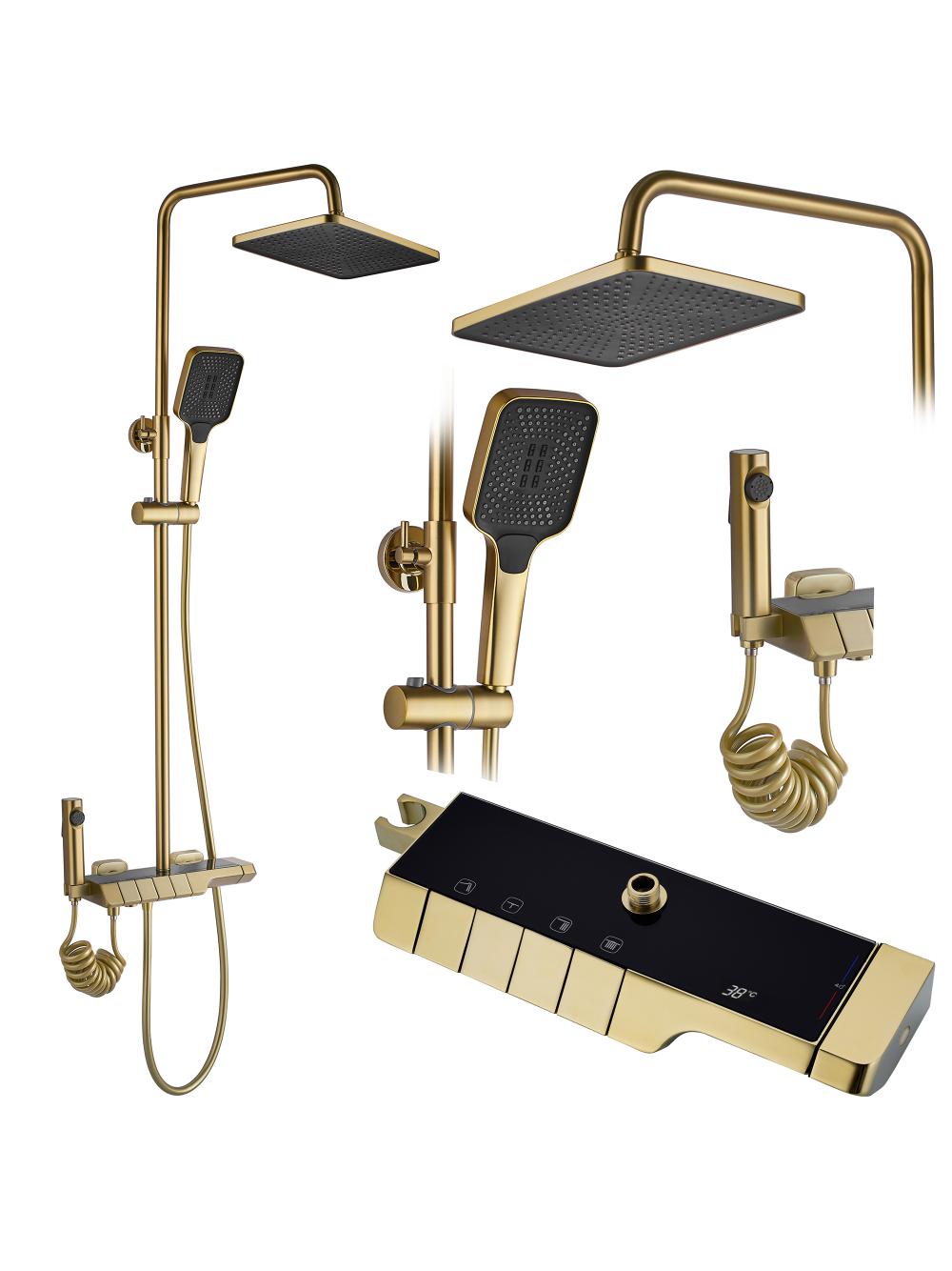Σετ ντουζιέρας με θερμοστάτη REA ROB Brushed Gold