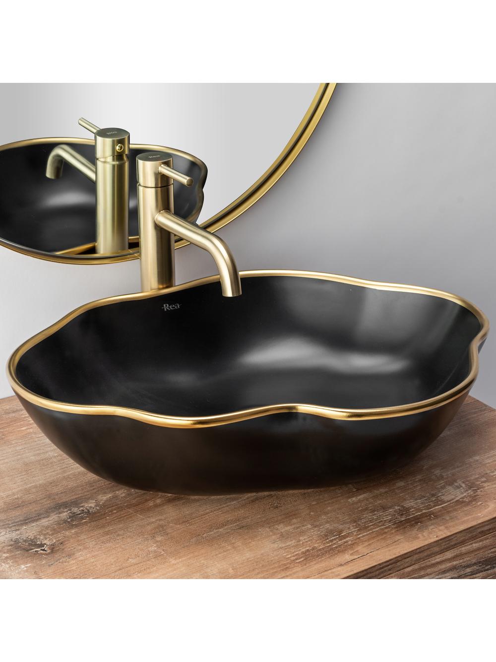 Βρύση REA LUNGO Gold Brushed High Basin Baucin