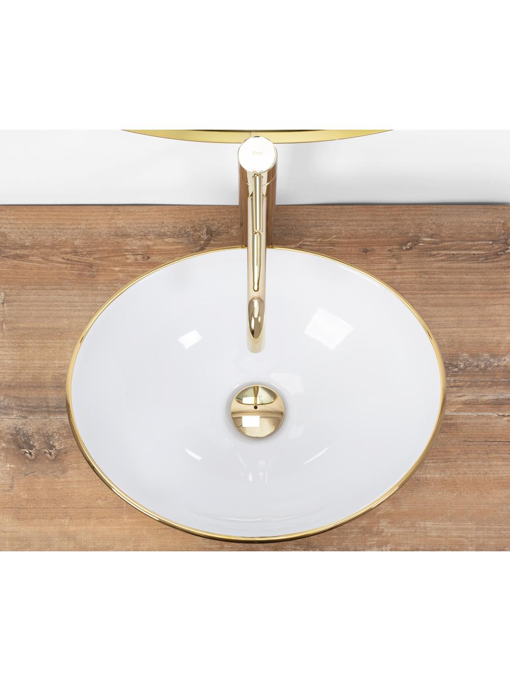 Umywalka nablatowa Rea Sofia Gold / White