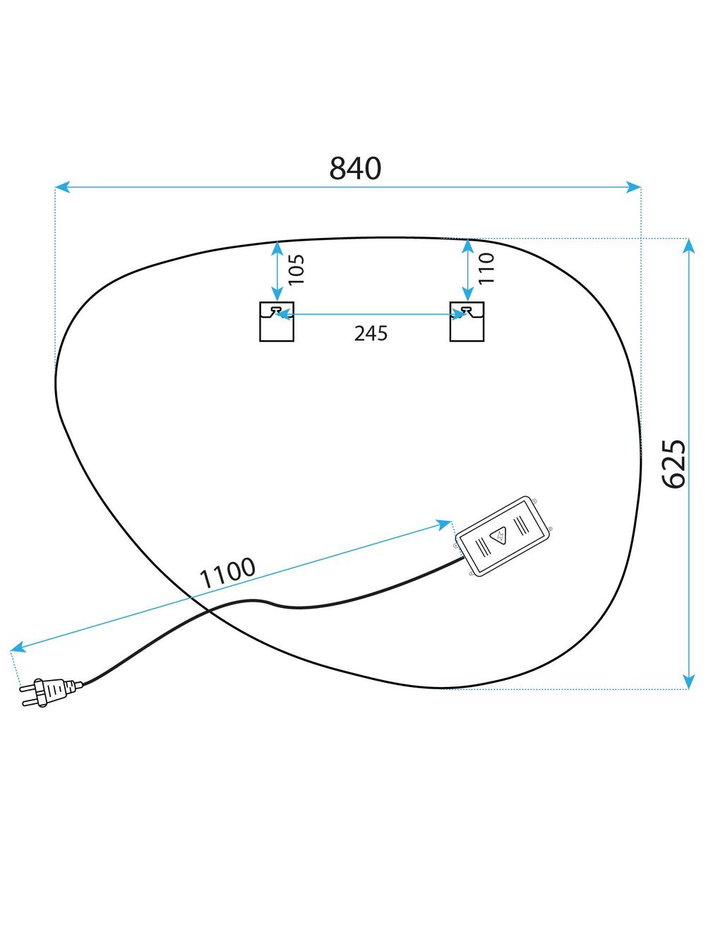 LUSTRO ŚCIENNE LED 84x63cm H142